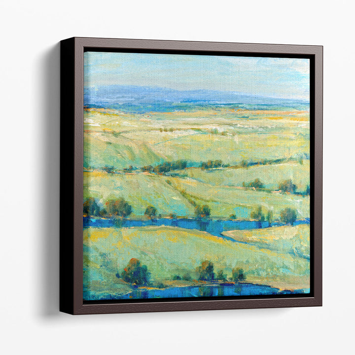 Abstract landscape canvas in soft hues