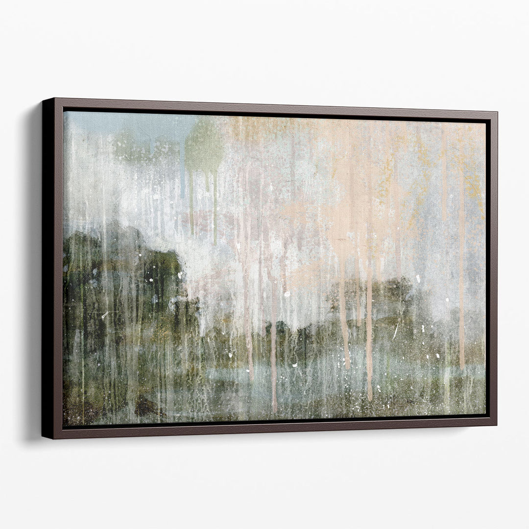 Abstract wall decor with subtle green and neutral tones