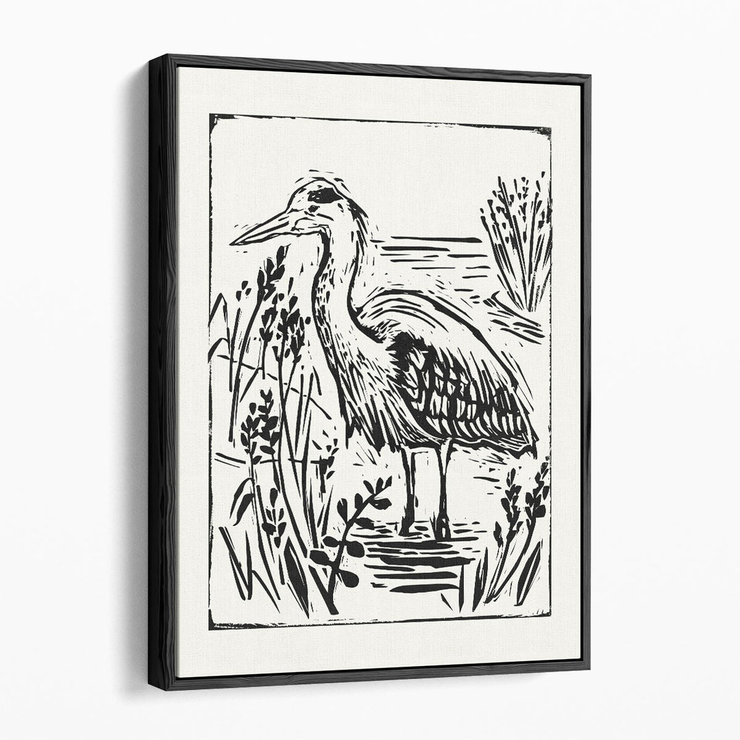 Linocut Style Seabird I - Canvas Print Wall Art