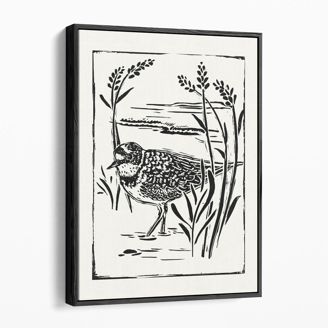 Linocut Style Seabird IV - Canvas Print Wall Art