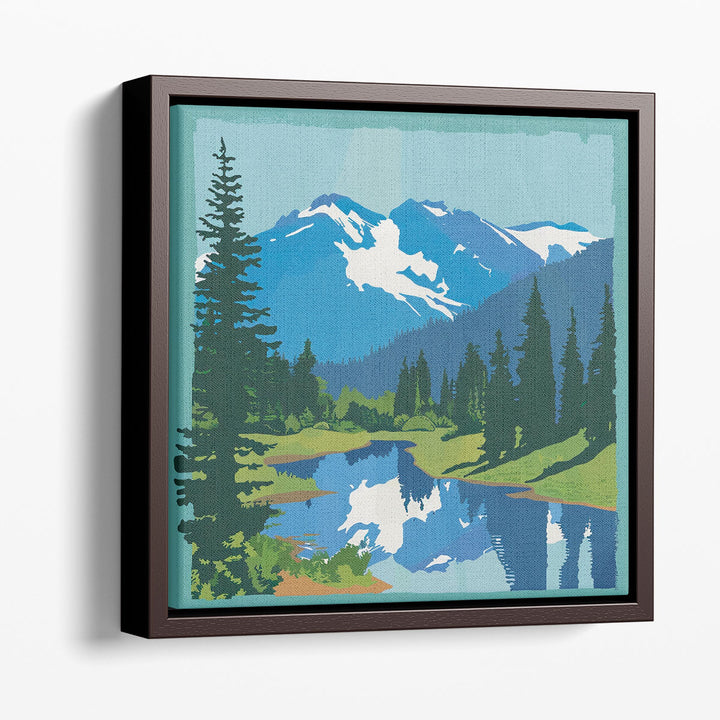 Green tree prints with natural landscape backdrop