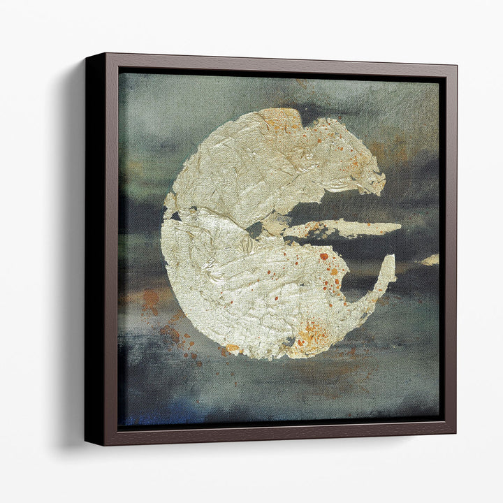 Geometric artwork with cracked metallic center