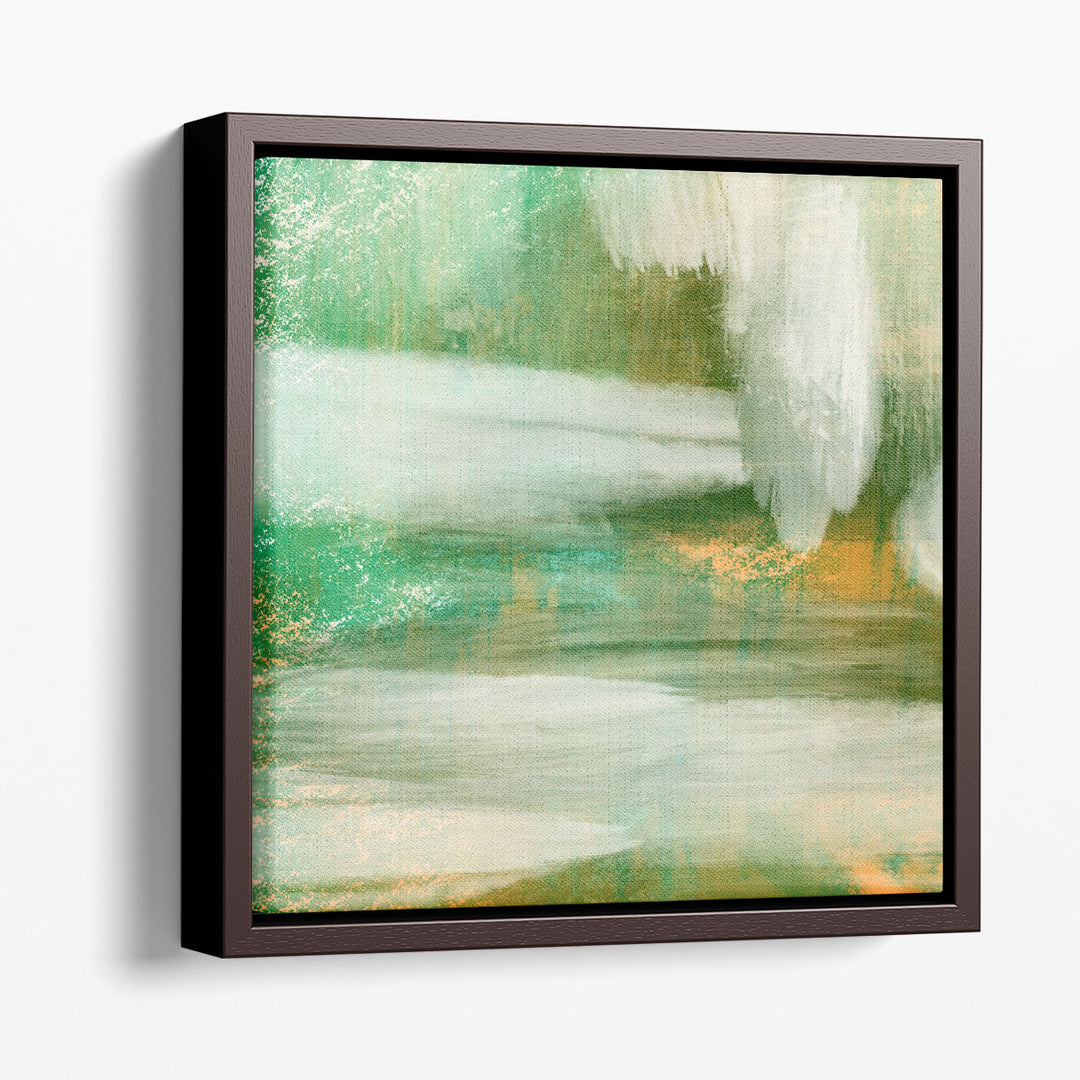 Sage green wall print with abstract design