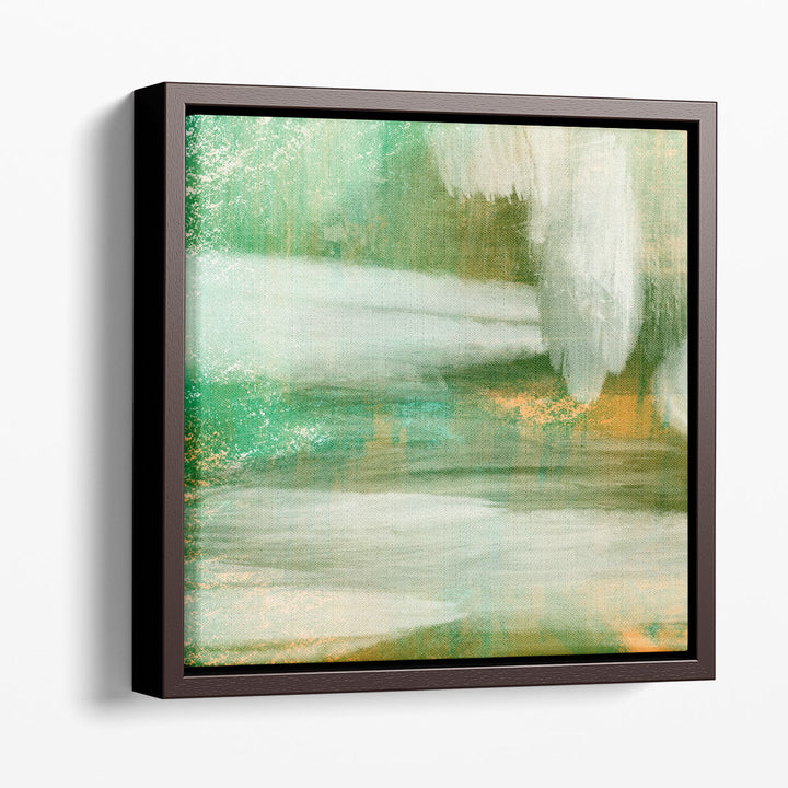 Sage green wall print with abstract design