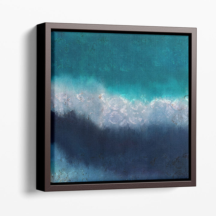 Abstract Ocean Framed Art – layered blue brushwork in modern frame