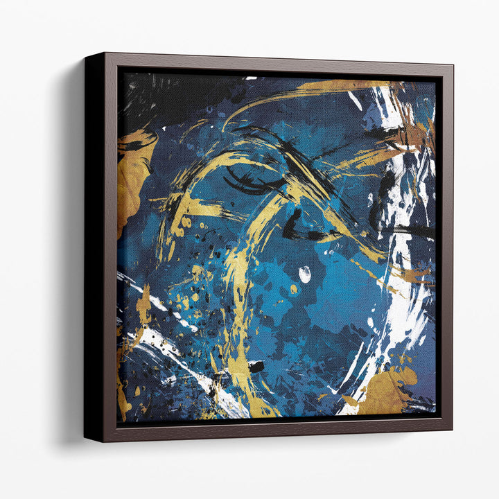 Abstract Framed Prints – fluid watercolor in deep blue tones