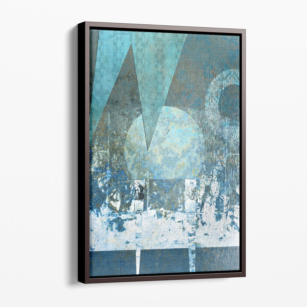 Geometric wall decor in deep blue