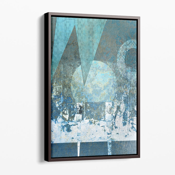 Geometric wall decor in deep blue