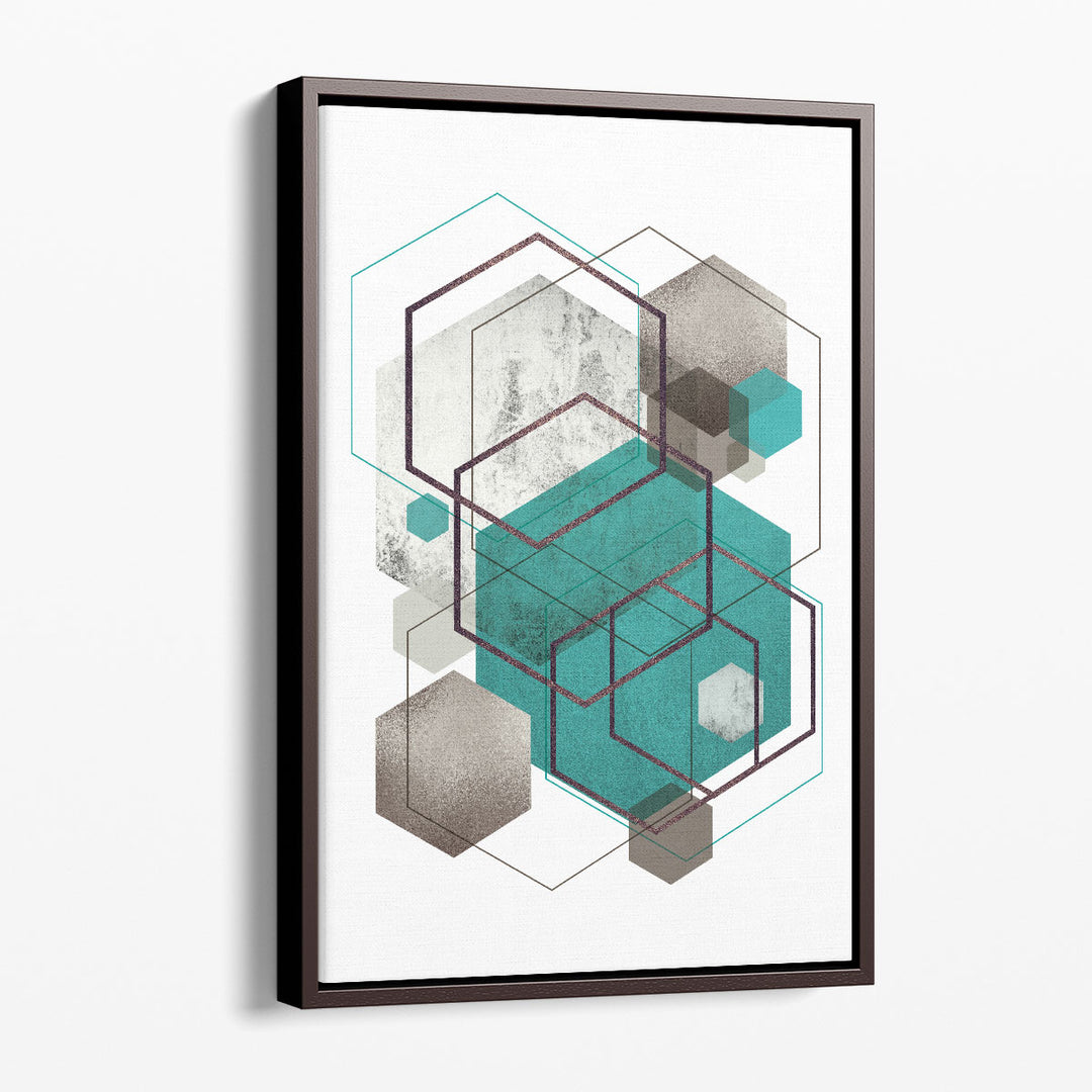 Beige Mint Geometric 2 - Canvas Print Wall Art