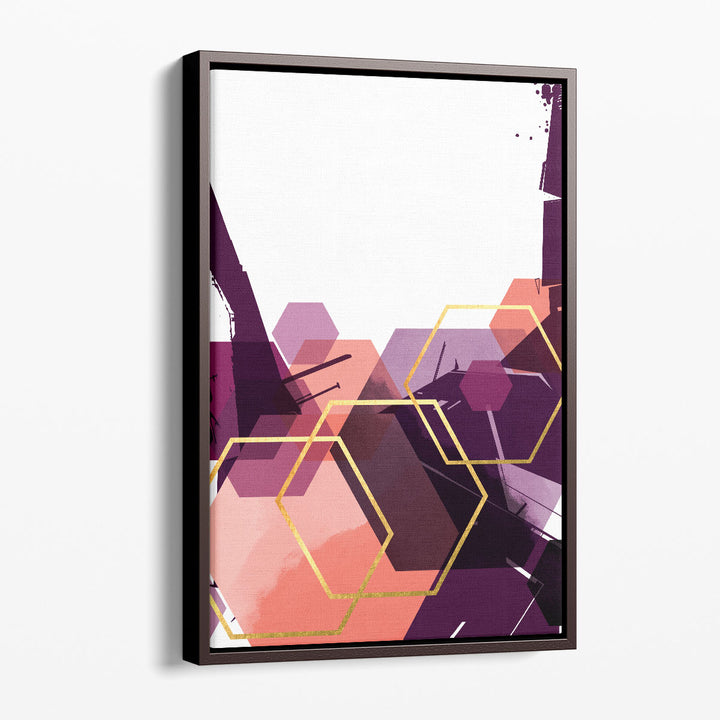 Coral hexagon geometric art print
