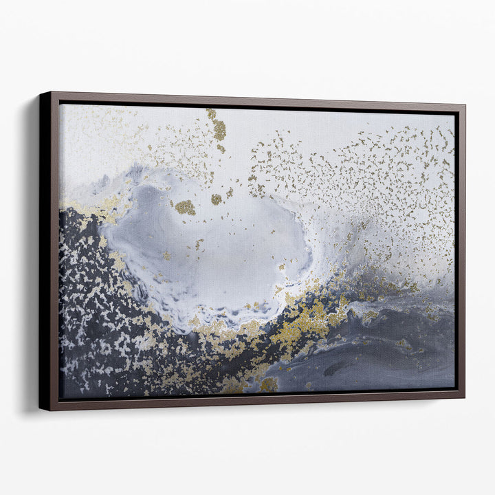 White textured painting with metallic detail