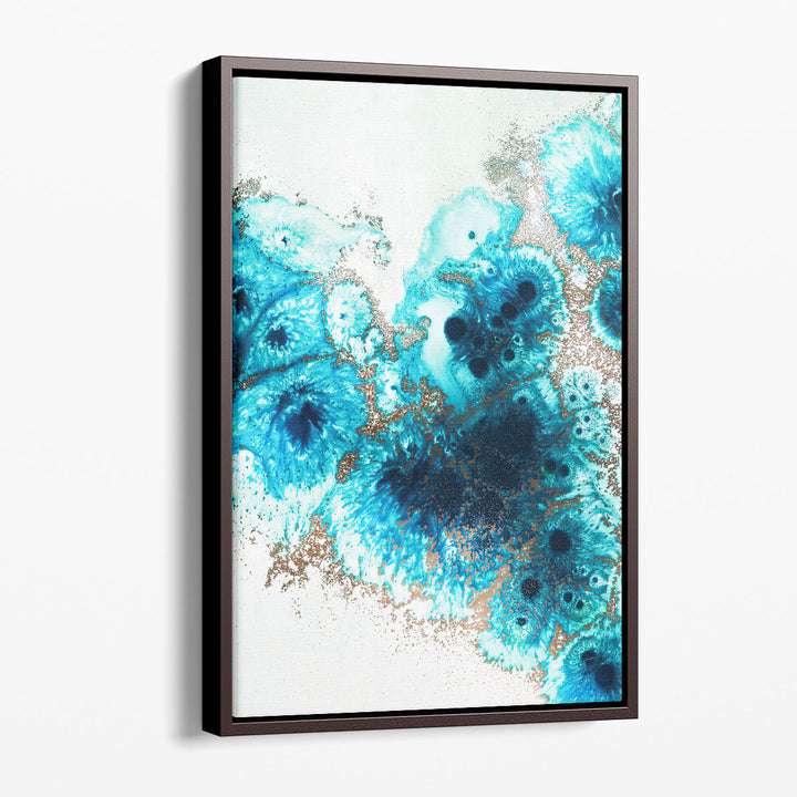 Abstract decor with fluid blue shapes