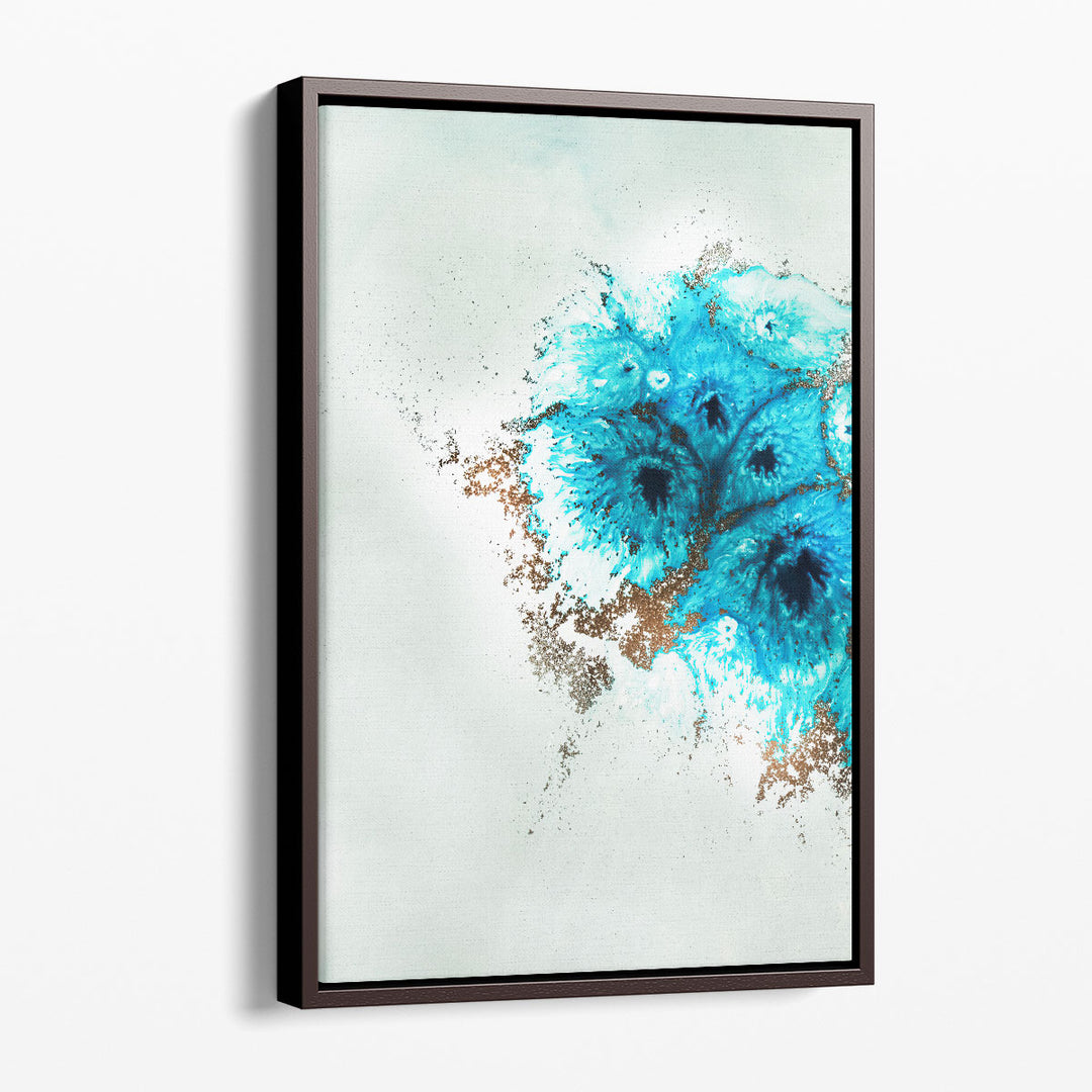 Minimalist print with fluid blue strokes