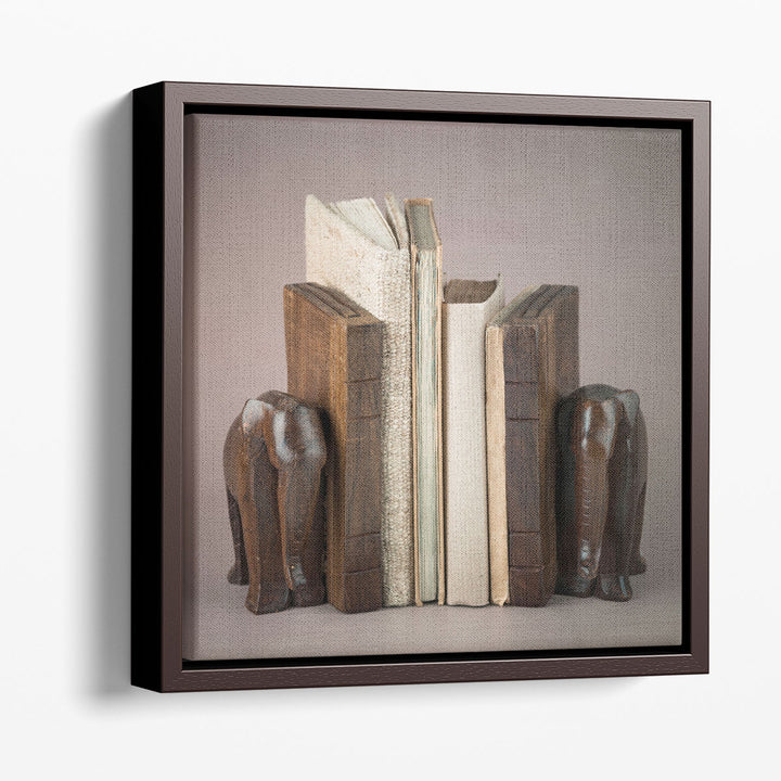 Wooden Elephant Book Shelf - Canvas Print Wall Art