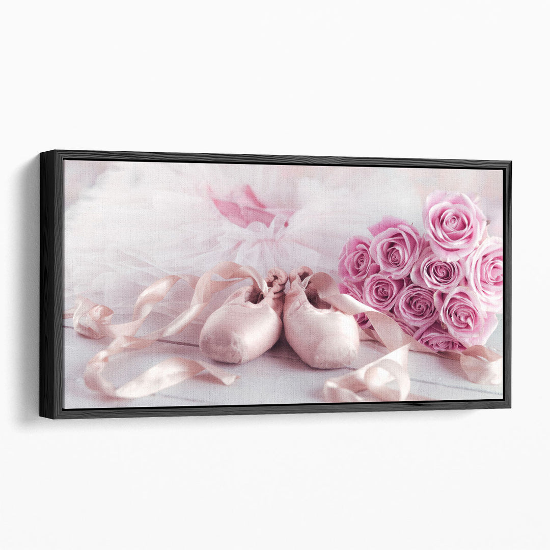Ballet Shoes and Elegant Ballet Skirt with Bunch of Roses 2 - Canvas Print Wall Art