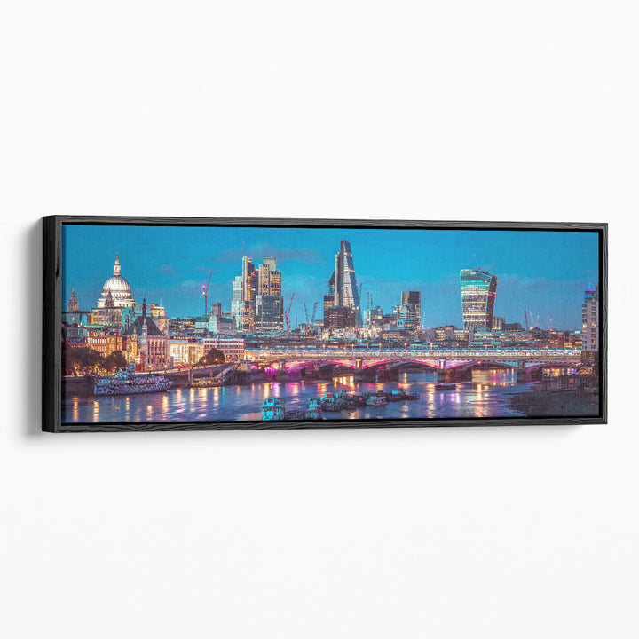 Evening View of Blackfriars Bridge over River Thames 1 - Canvas Print Wall Art