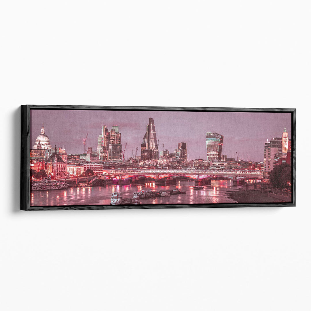Evening View of Blackfriars Bridge over River Thames 2 - Canvas Print Wall Art