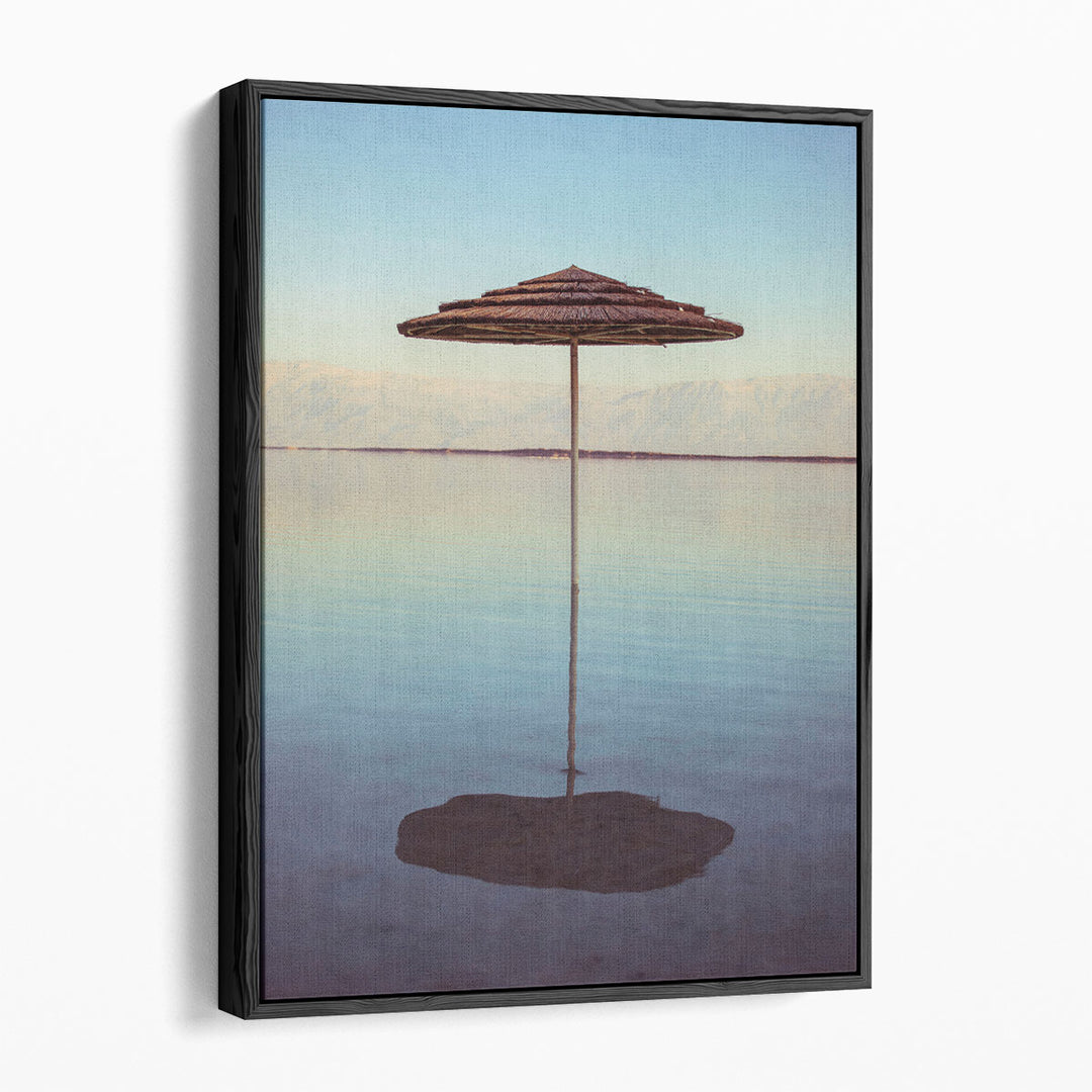 Parasol On The Beach Of Dead Sea, Israel - Canvas Print Wall Art
