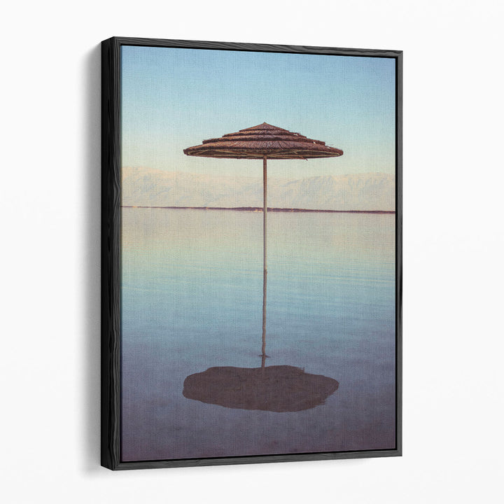 Parasol On The Beach Of Dead Sea, Israel - Canvas Print Wall Art
