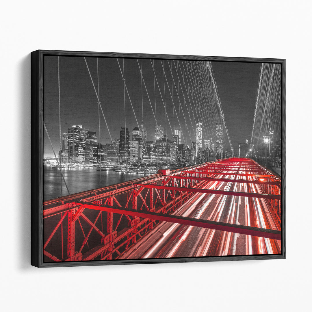 Brooklyn Bridge And Lower Manhattan Skyline At Dusk - Canvas Print Wall Art