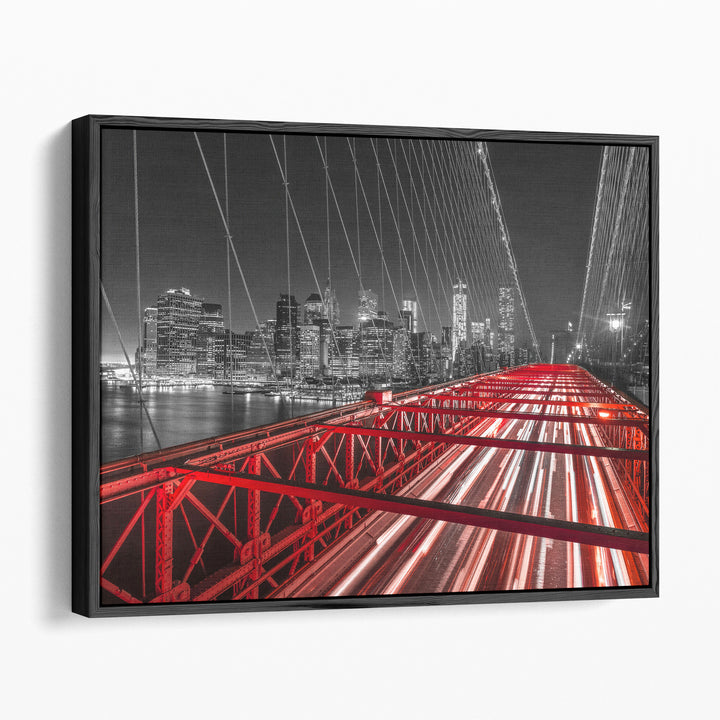 Brooklyn Bridge And Lower Manhattan Skyline At Dusk - Canvas Print Wall Art