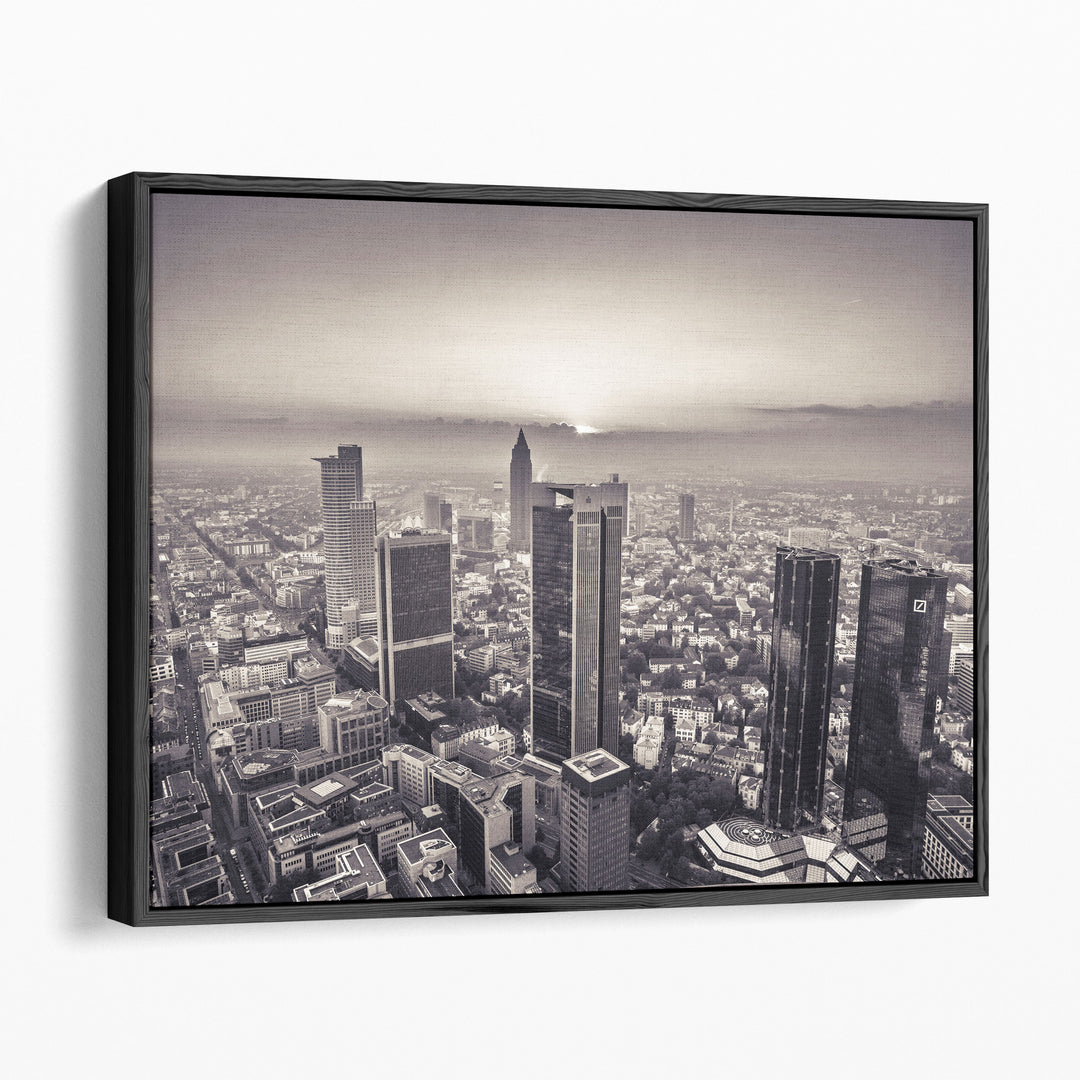 City Skyline At Dusk, Frankfurt, Germany 1 - Canvas Print Wall Art