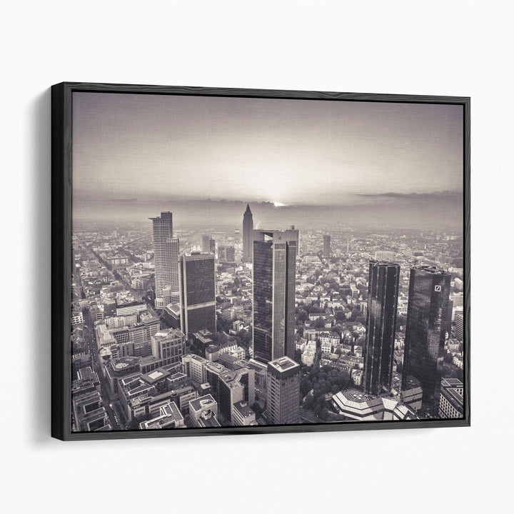 City Skyline At Dusk, Frankfurt, Germany 1 - Canvas Print Wall Art