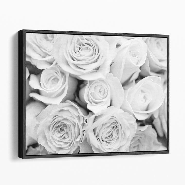Close-up Of Bunch Of Roses Black And White - Canvas Print Wall Art