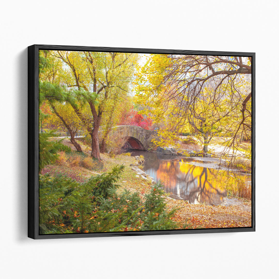 Yellow forest canvas in soft brown and green tones