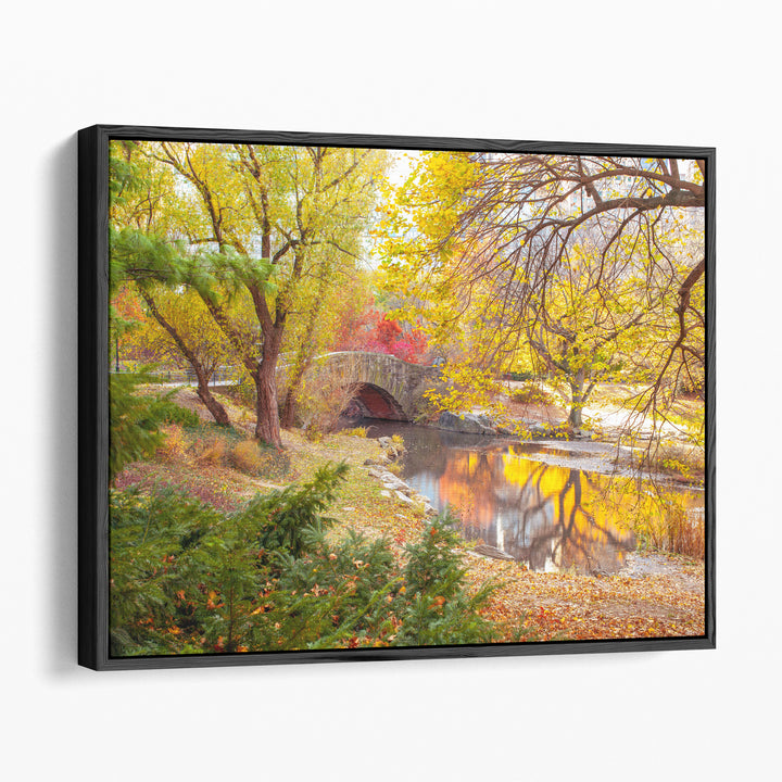 Yellow forest canvas in soft brown and green tones