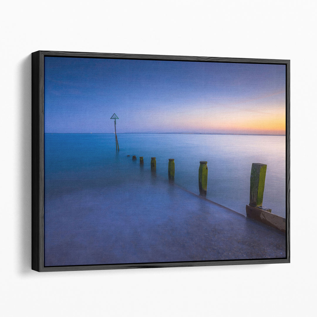 Groynes At Dusk, Hayling Island, UK - Canvas Print Wall Art