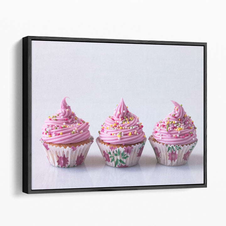 Pink Cup Cakes - Canvas Print Wall Art