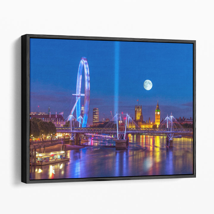 London Eye, Golden Jubilee Bridge And Westminster, London 1 - Canvas Print Wall Art