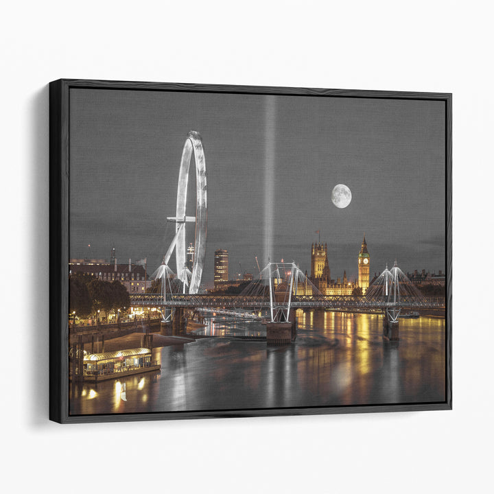London Eye, Golden Jubilee Bridge And Westminster, London 2 - Canvas Print Wall Art