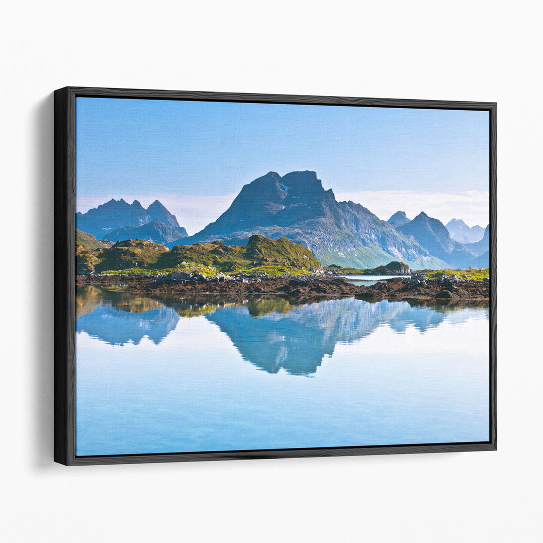 Scenic lake wall art with serene natural light