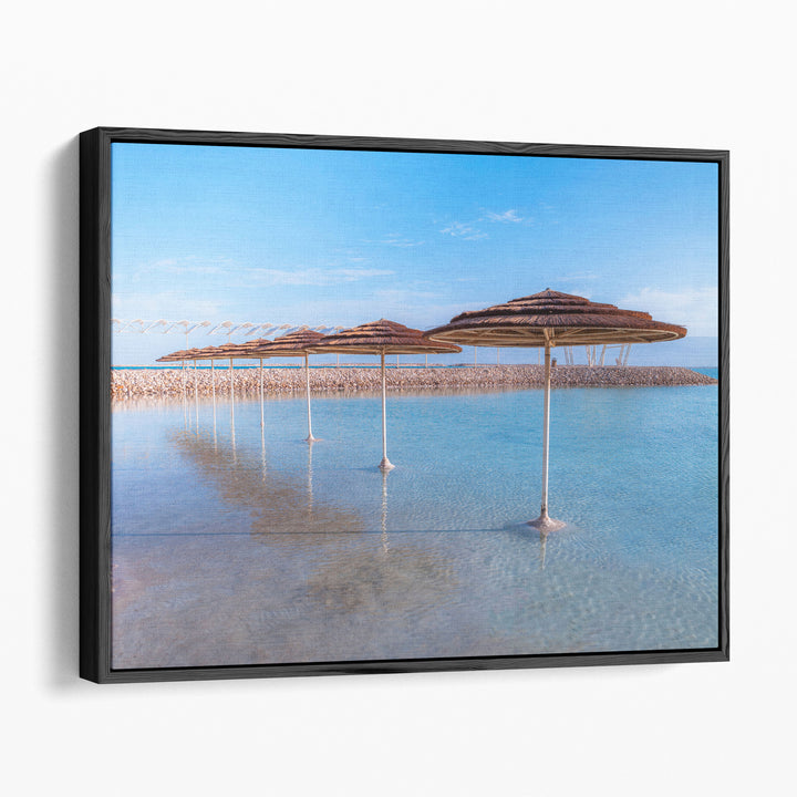 Parasol On Dead Sea, Israel - Canvas Print Wall Art