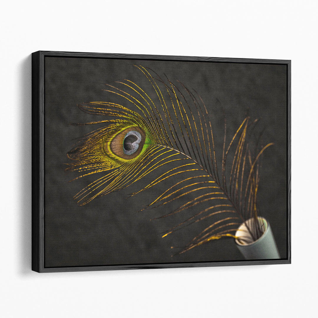 Peacock Feather In A Vase - Canvas Print Wall Art