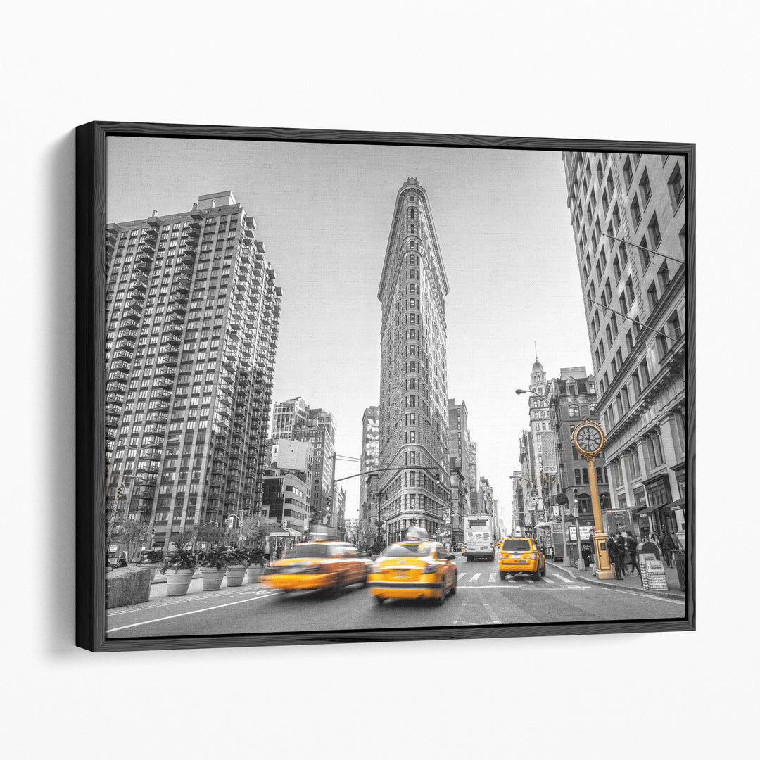 Yellow Taxis, Flatiron Building, Manhattan, New York - Canvas Print Wall Art
