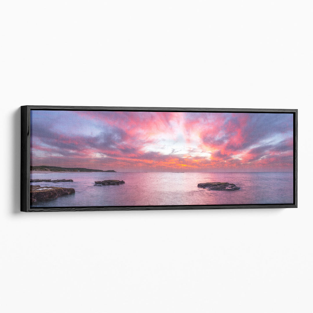 Tranquil Beach with Dramatic Sky - Canvas Print Wall Art