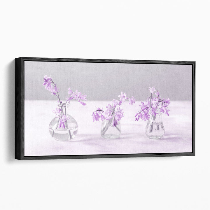 Bluebells in Glass Bottles II - Canvas Print Wall Art