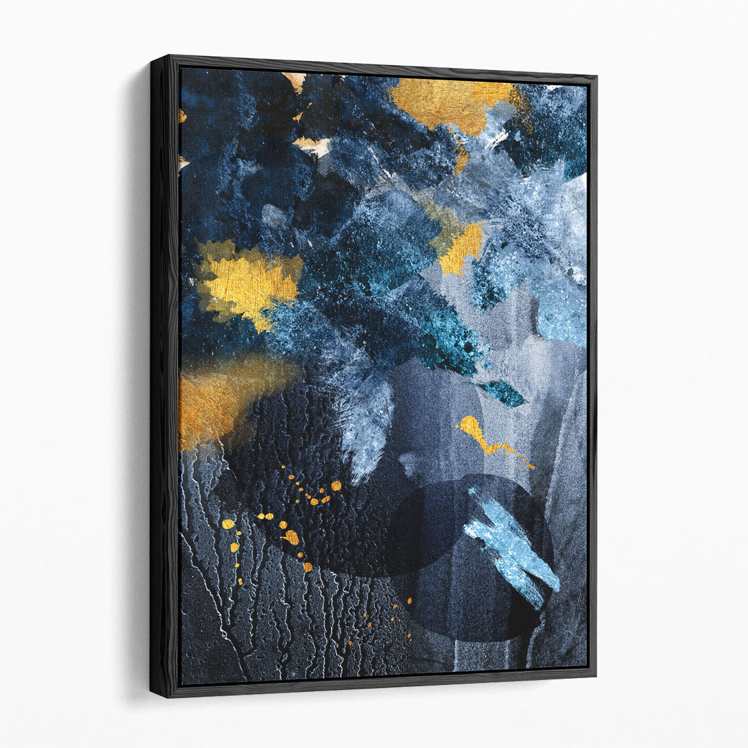 Abstract Blue and Gold - Canvas Print Wall Art