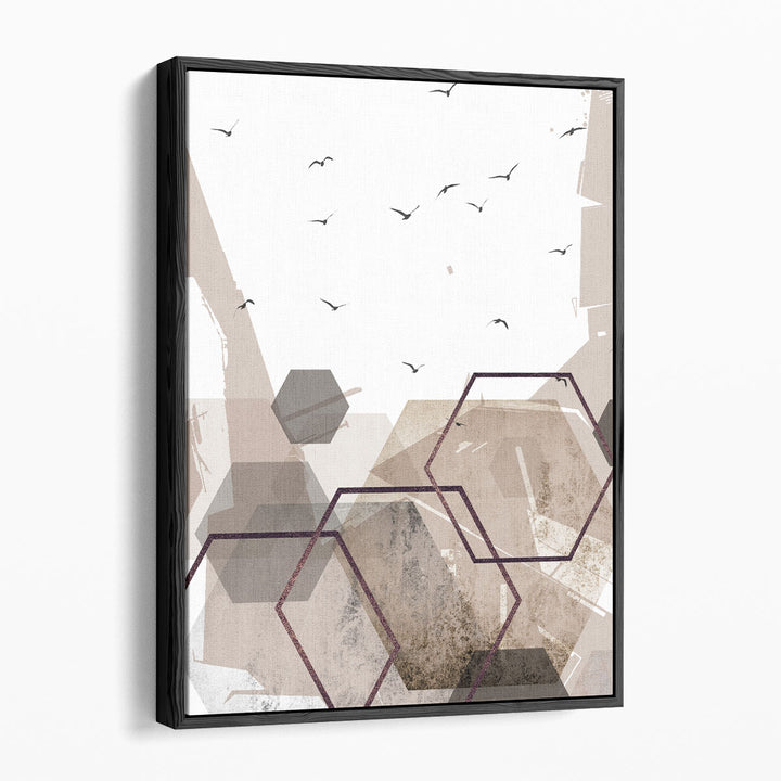 Abstract Hexagons Beige 2 - Canvas Print Wall Art