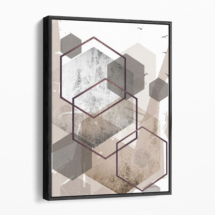 Abstract Hexagons Beige - Canvas Print Wall Art
