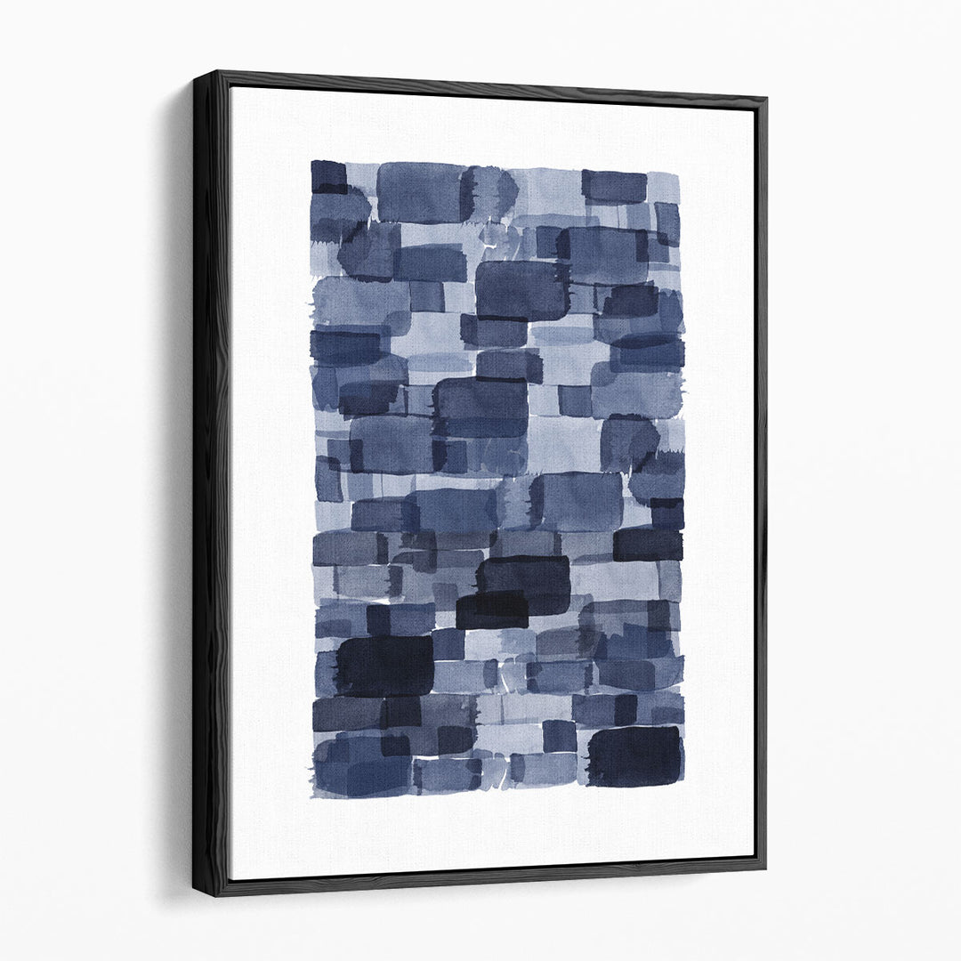 Navy Blue Watercolor Block - Canvas Print Wall Art