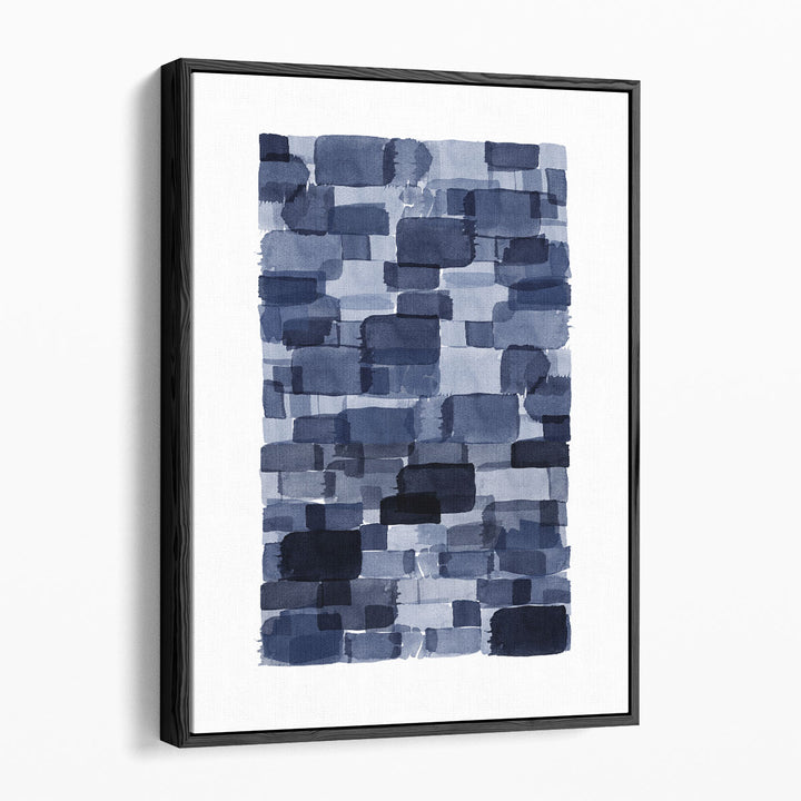 Navy Blue Watercolor Block - Canvas Print Wall Art