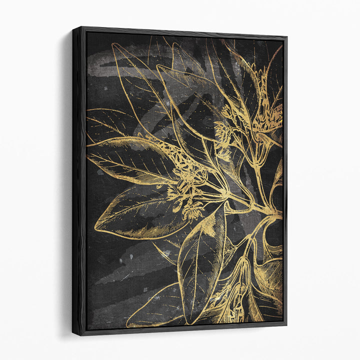 Golden Abstract Floral Mate - Canvas Print Wall Art