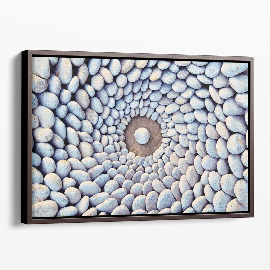 Sea Stones Laid Out in the Form of a Circle - Canvas Print Wall Art