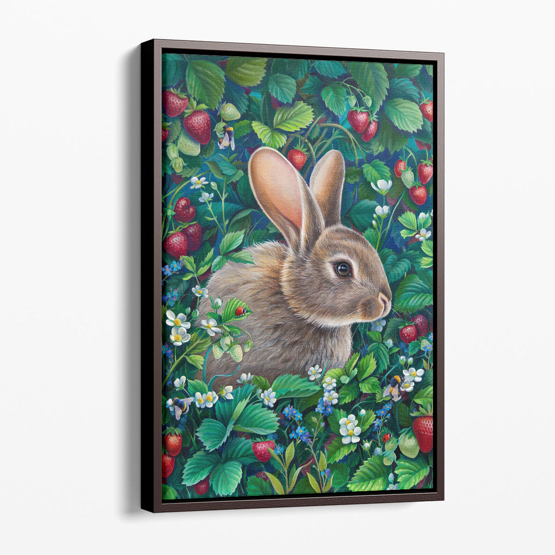 A Cute Fluffy Rabbit In Botanical Background - Canvas Print Wall Art