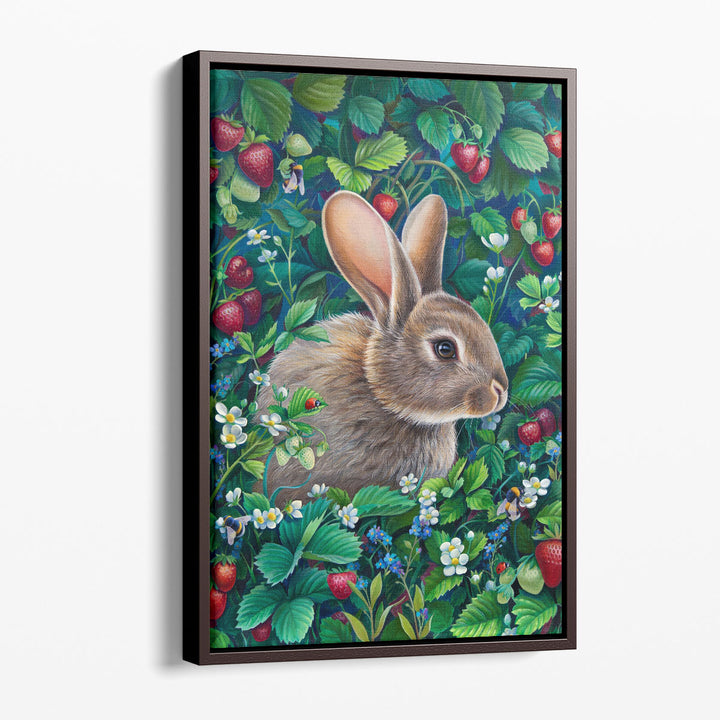A Cute Fluffy Rabbit In Botanical Background - Canvas Print Wall Art