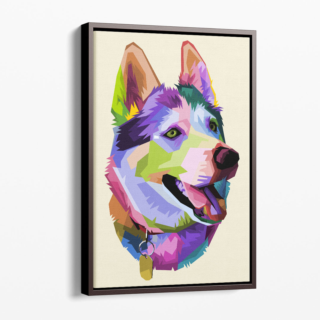 Cute Husky Dog in Pop Art Style - Canvas Print Wall Art